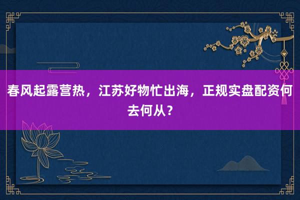 春风起露营热，江苏好物忙出海，正规实盘配资何去何从？