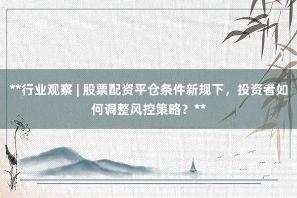 **行业观察 | 股票配资平仓条件新规下，投资者如何调整风控策略？**